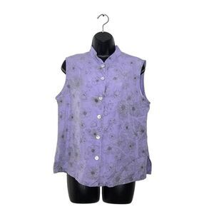 Bryn Walker Blouse Size Medium Sleeveless Button Down Floral Tencel Cottage